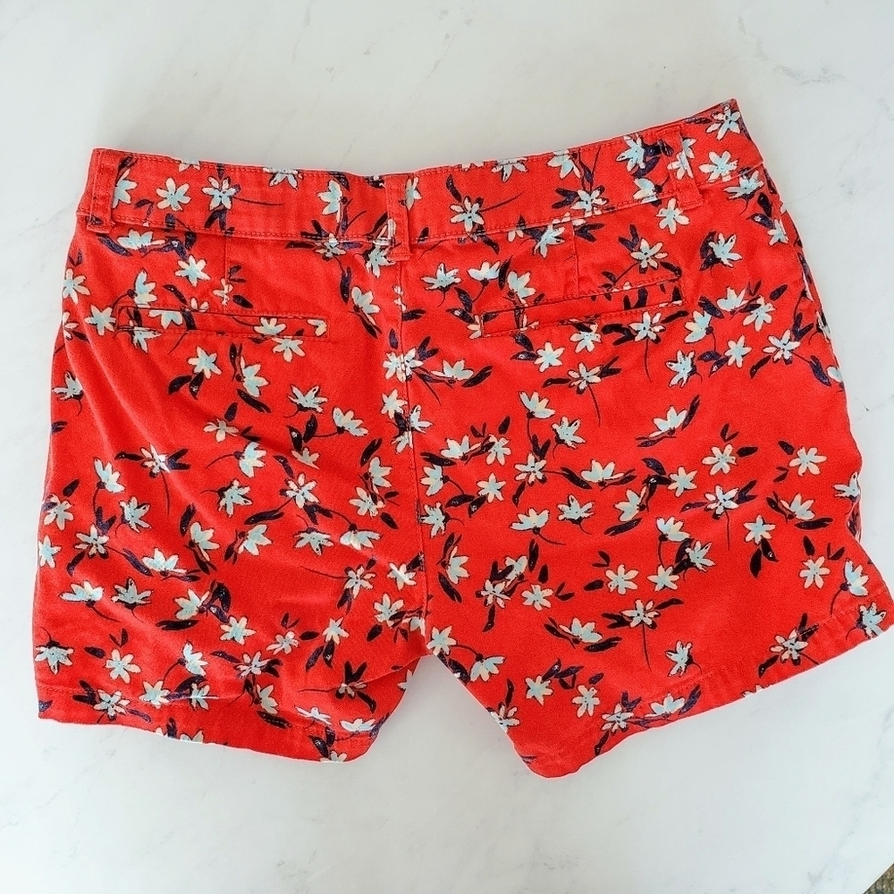 a.n.a. Floral Twill Shorts 6 Red Blue - Picture 7 of 9
